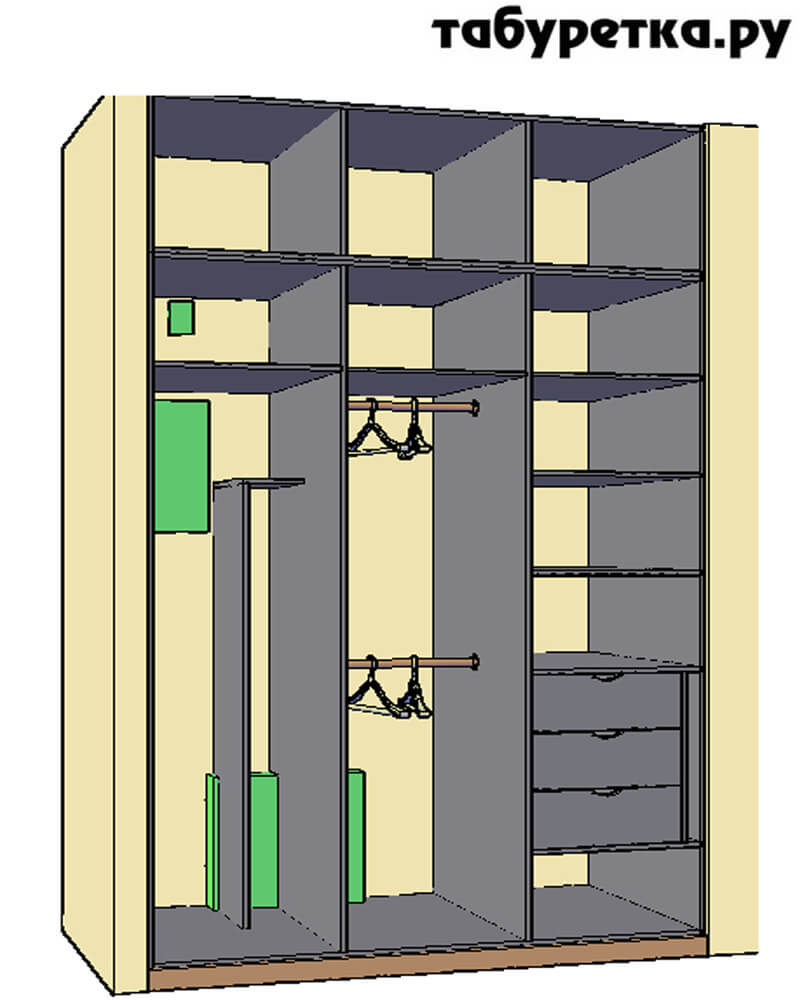 Эскиз наполнения распашного шкафа | НР-056-8